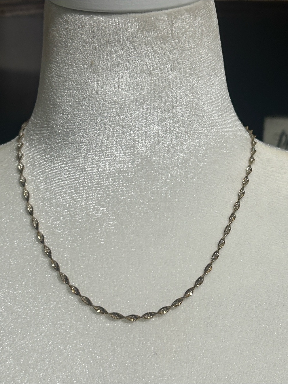Twisted Link Chain Necklace - Sterling Silver Over Gold Plating 18” NWOT
